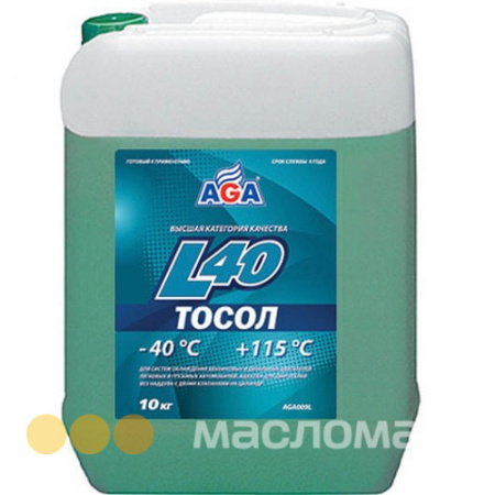 Тосол L40 AGA (сине-зеленый) готовый к применению  10л. AGA009L